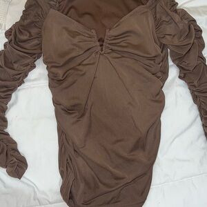 Mossimo Supply Co. Brown Ruched Blouse